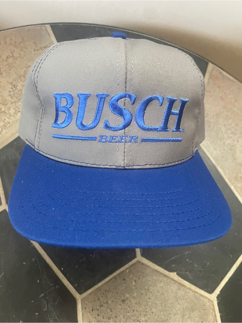 Men's Gray and Blue Busch Cap.  NEW, NEVER WORN!